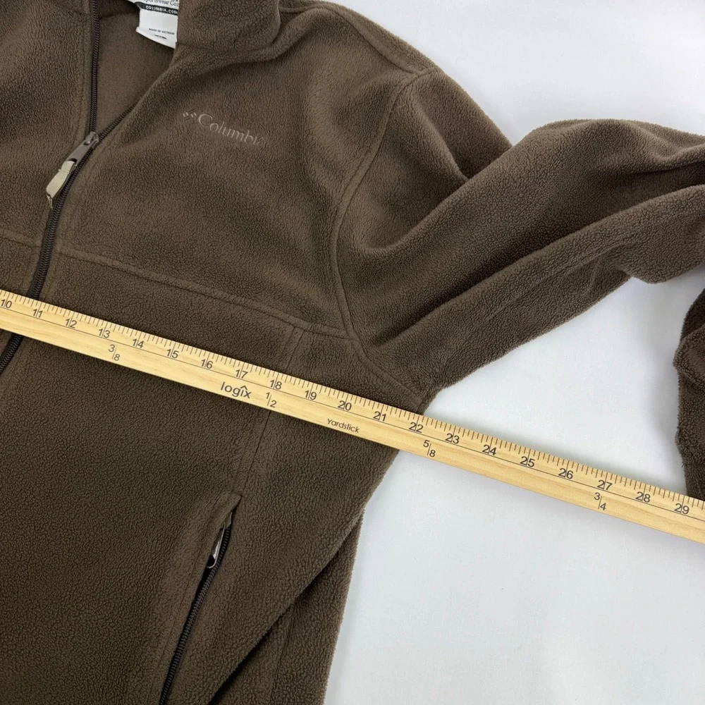 Columbia Mens Brown Full Zip Fleece Jacket Mock Neck WM6113 Size Medium‎